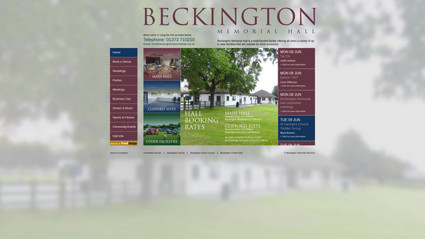 Screenshot of the Beckington Memorial Hall website
