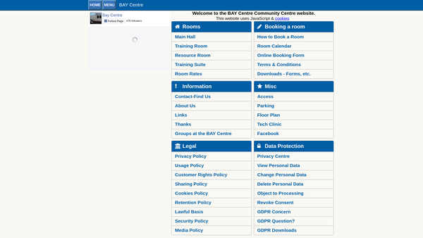 Screenshot of the Burnham Area Youth Centre website