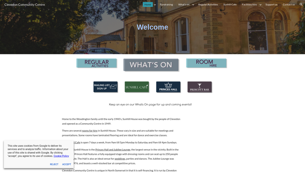 Screenshot of the Clevedon Community Association website