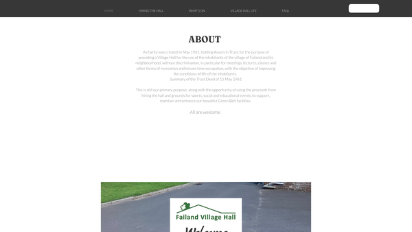 Screenshot of the Failand Village Hall website