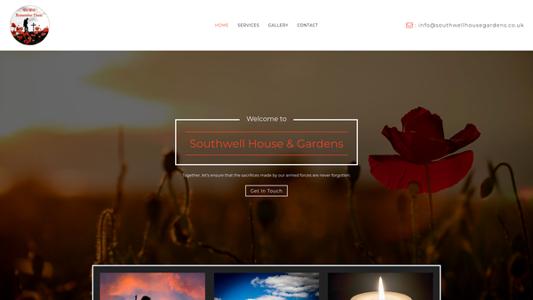 Screenshot of the Highbridge War Memorial Trust (Southwell House) website
