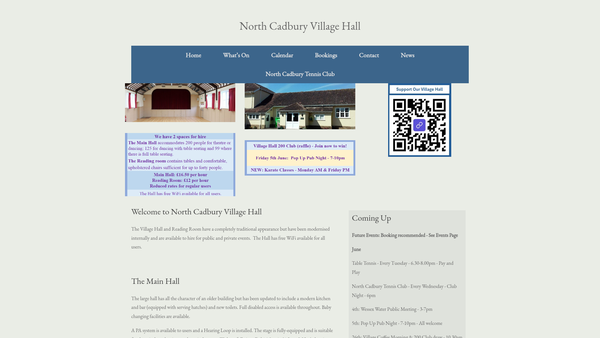 Screenshot of the North Cadbury Village Hall And Recreation Ground website