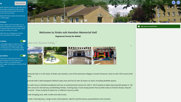 Screenshot of the Stoke-Sub-Hamdon Memorial Hall And Recreation Ground website