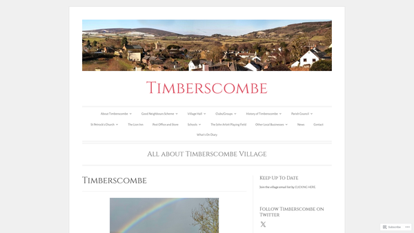 Screenshot of the Timberscombe Village Hall website