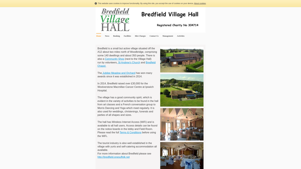 Screenshot of the Village Hall Bredfield website