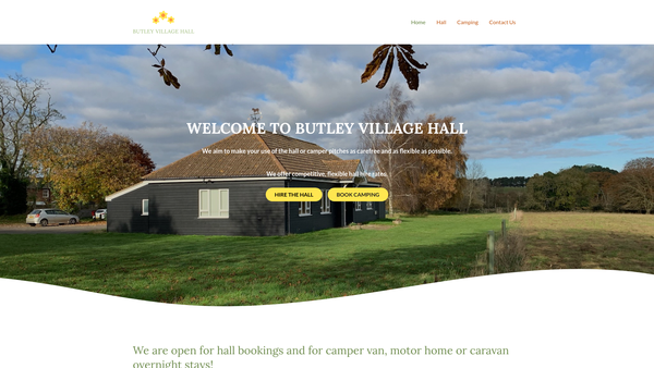 Screenshot of the Butley Village Hall website