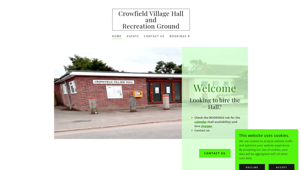 Screenshot of the Crowfield Village Hall And Recreation Ground website