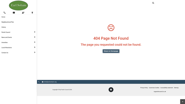 Screenshot of the Earl Soham Village Hall website