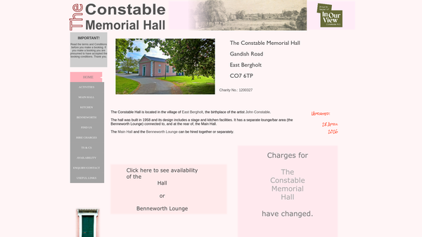 Screenshot of the Parish Hall website