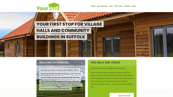 Screenshot of the Easton Village Hall website