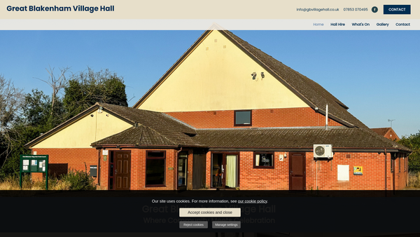 Screenshot of the Recreation Ground And Village Hall website
