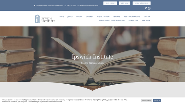 Screenshot of the The Ipswich Institute Reading Room And Library website