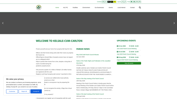 Screenshot of the Kelsale Recreation Ground website