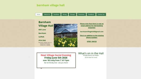 Screenshot of the Barnham Village Hall website