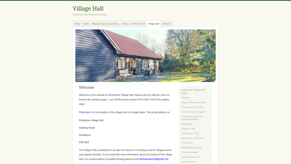 Screenshot of the Drinkstone War Memorial Institute website