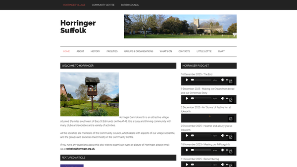 Screenshot of the Horringer - Cum - Ickworth Community Council website
