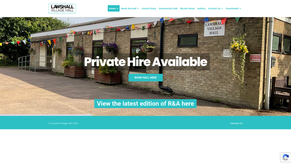 Screenshot of the Lawshall Village Hall website