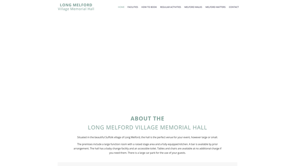 Screenshot of the Long Melford Village Memorial Hall website