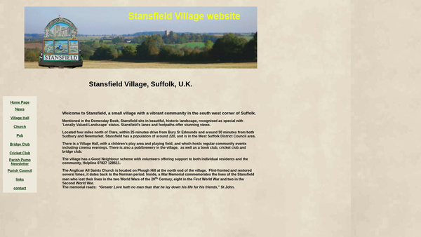Screenshot of the Stansfield Village Hall And Playing Field website