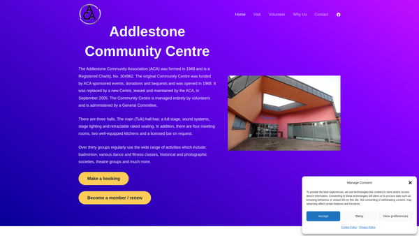 Screenshot of the Addlestone Community Association website