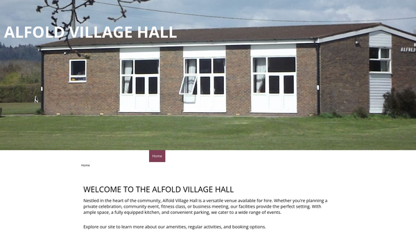 Screenshot of the Alfold Hall website
