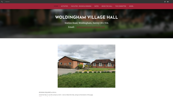 Screenshot of the Woldingham Village Hall website
