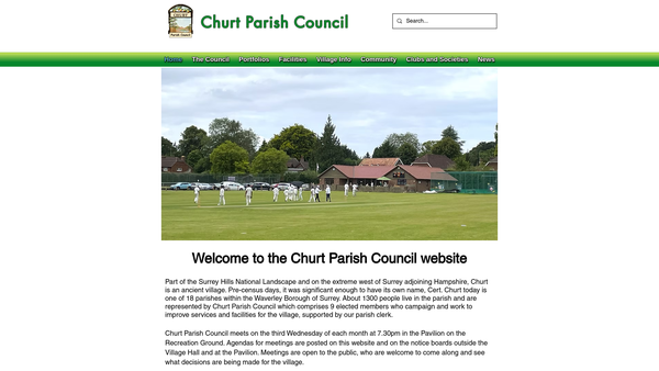 Screenshot of the Churt Recreation Ground website