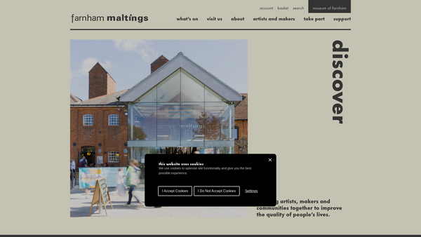 Screenshot of the Farnham Maltings Association Limited website