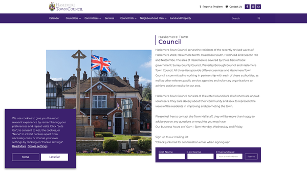 Screenshot of the Village Green At Shottermill website