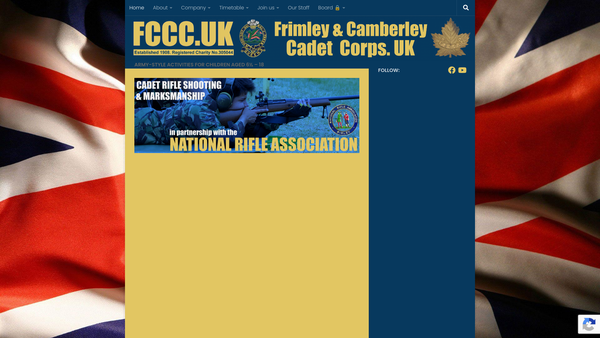Screenshot of the Frimley And Camberley Cadet Corps And Maple Leaf Club website