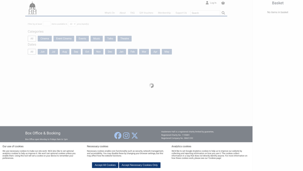 Screenshot of the The Haslemere Hall website