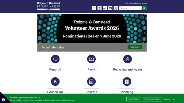 Screenshot of the Reigate Public Baths website