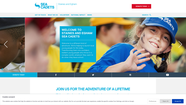 Screenshot of the Staines & Egham Unit 317 Of The Sea Cadet Corps website