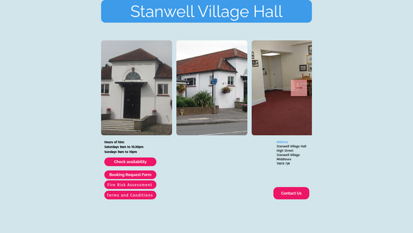 Screenshot of the Stanwell Village Hall website