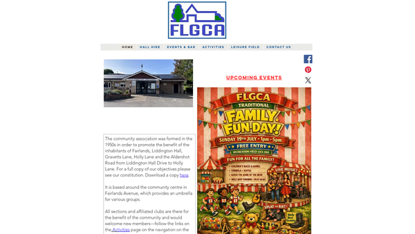 Screenshot of the Fairlands Liddington Hall And Gravetts Lane Community Association website
