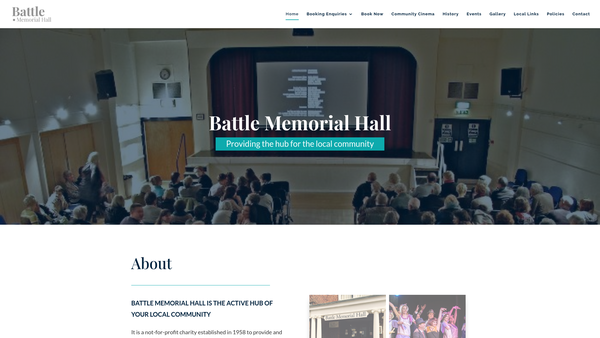 Screenshot of the Battle Memorial Hall website