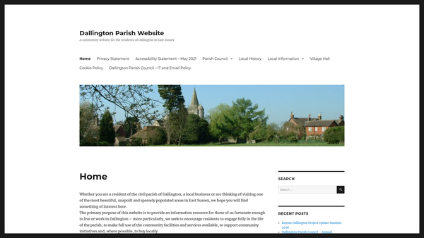 Screenshot of the Dallington Recreation Ground website