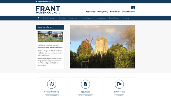 Screenshot of the Frant Village Green website