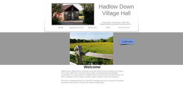 Screenshot of the Hadlow Down Village Hall website