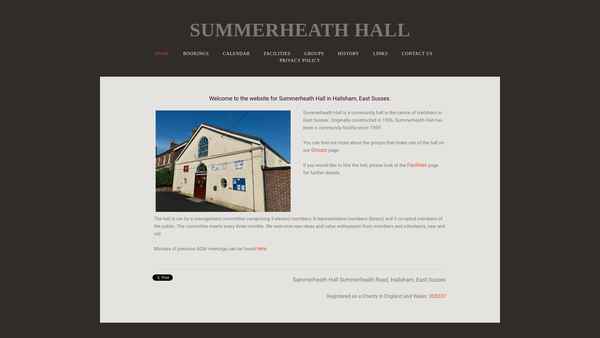 Screenshot of the Summerheath Hall website