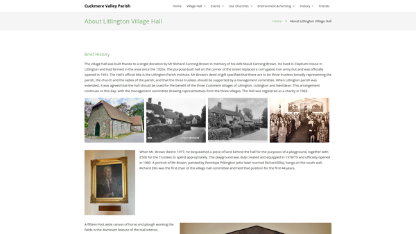 Screenshot of the Litlington Village Hall website