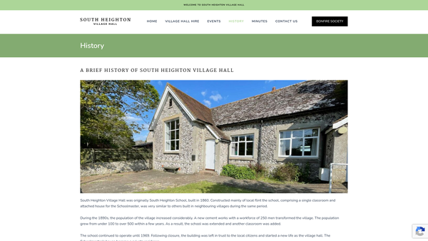 Screenshot of the South Heighton Village Hall website