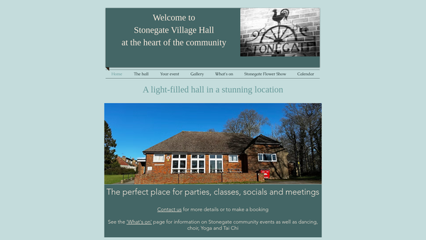 Screenshot of the Stonegate Village Hall website