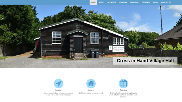 Screenshot of the Cross in Hand Village Hall website