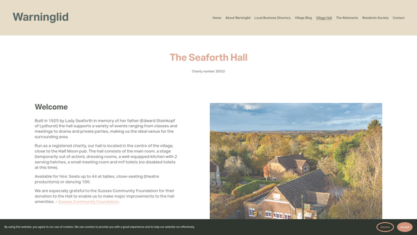 Screenshot of the Seaforth Hall website