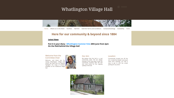 Screenshot of the Whatlington Village Hall website