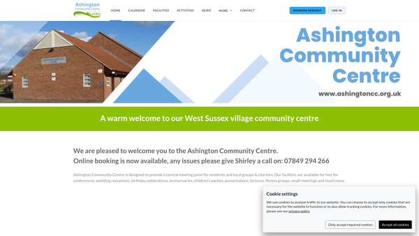 Screenshot of the Ashington Community Centre Trust website