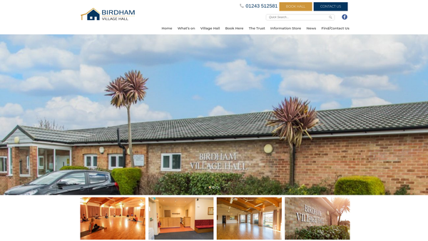 Screenshot of the Birdham Village Hall Trust website