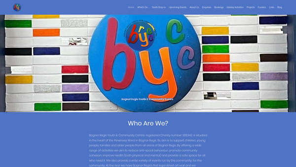 Screenshot of the Bognor Regis Youth And Community Centre website