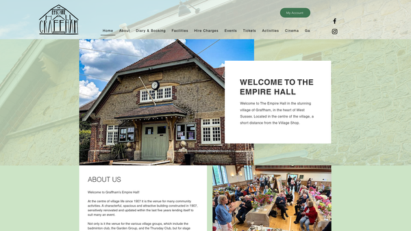 Screenshot of the The Empire Hall Graffham website